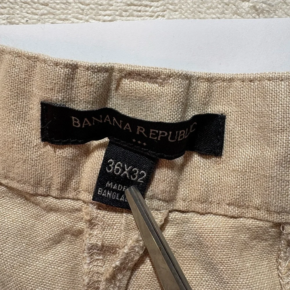 Banana Republic Linen Blend Pants Mens Khaki Coastal Casual RN54023. 36